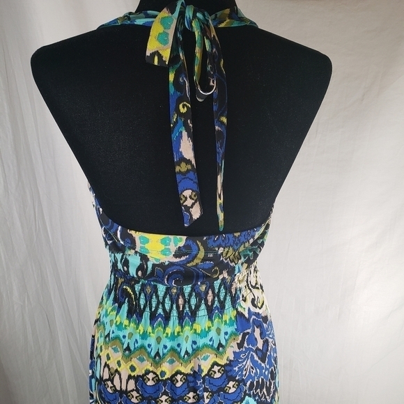 Bisou Bisou Multicolored Back Out Maxi Dress Sz 8 - Picture 7 of 9